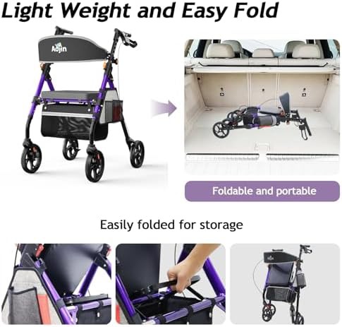 Purple rollator with eight inch wheels — photo 5