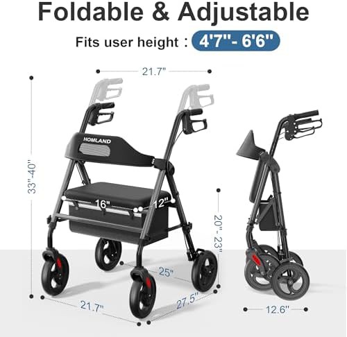 Blue frame rollator with sixteen inch seat — photo 5