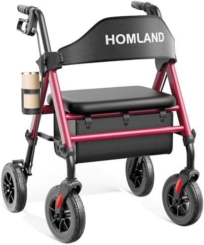 Lightweight aluminum rollator with seventeen pound frame