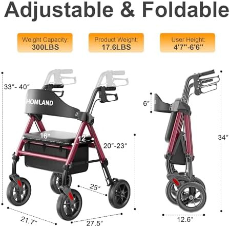 Lightweight aluminum rollator with seventeen pound frame — photo 5