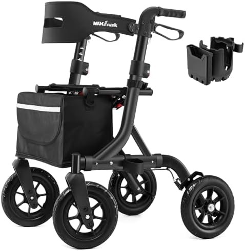 All terrain foldable walker with ten inch wheels
