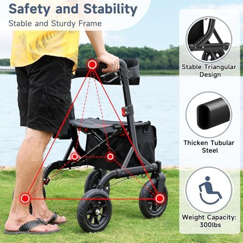 All terrain foldable walker with ten inch wheels — photo 3