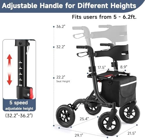 All terrain foldable walker with ten inch wheels — photo 5