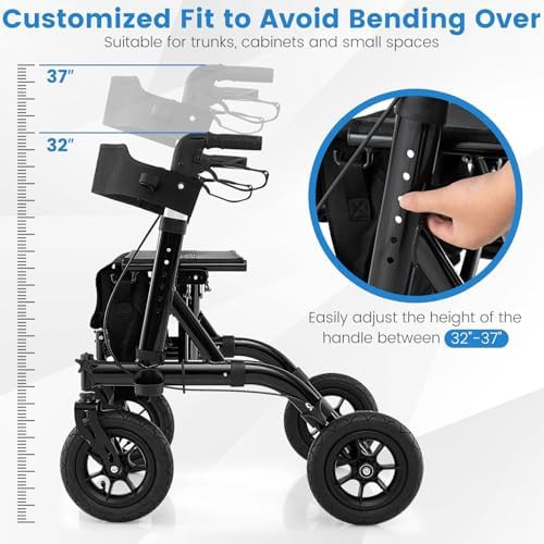 Black Aluminum Rollator with Pneumatic Tires — photo 5