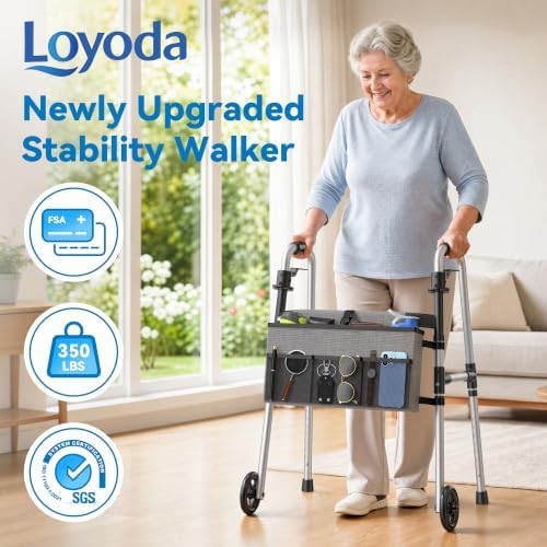 Lightweight aluminum walker with basket and skis — photo 3