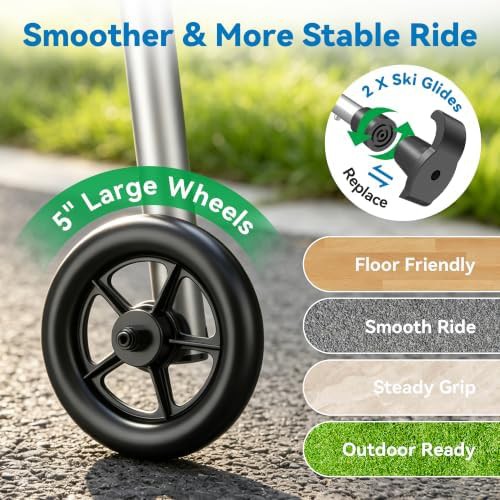 Lightweight aluminum walker with basket and skis — photo 4