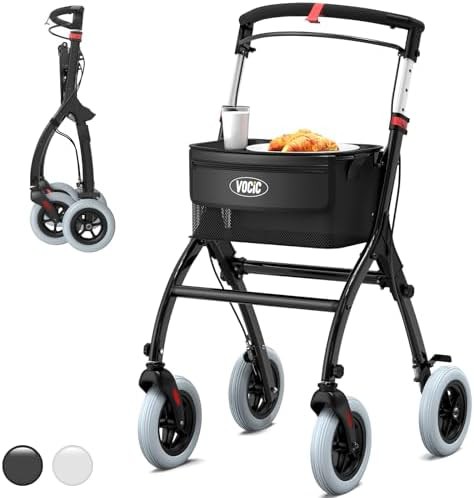 Narrow indoor walker with removable tray