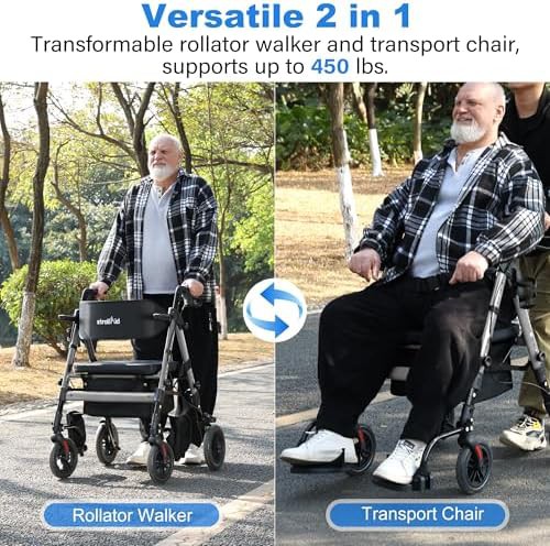 Heavy duty rollator and wheelchair combo — photo 4