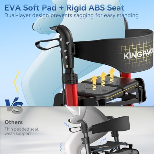 Foldable red aluminum rollator 350 lbs — photo 5