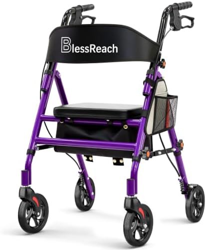Purple lightweight aluminum folding rollator seat