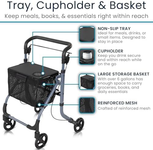 Narrow Indoor Walker with Tray and Basket — photo 5