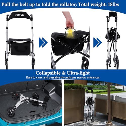 Senior rollator with padded seat and backrest — photo 3
