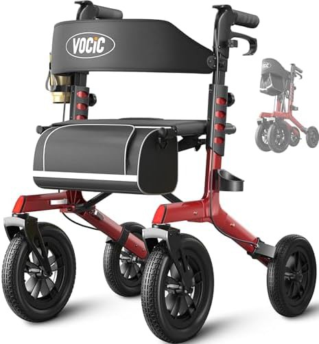Black Twelve Inch Wheel Outdoor Rollator