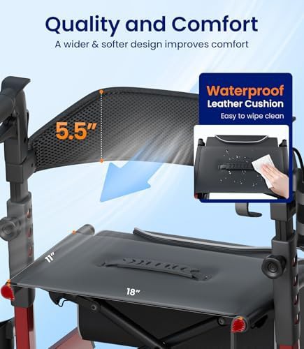 Black Twelve Inch Wheel Outdoor Rollator — photo 3