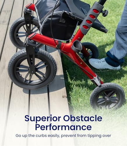 Black Twelve Inch Wheel Outdoor Rollator — photo 5