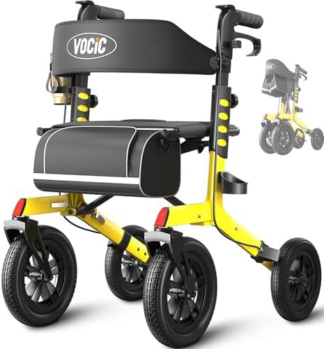 Red Heavy Duty Outdoor Rollator Walker