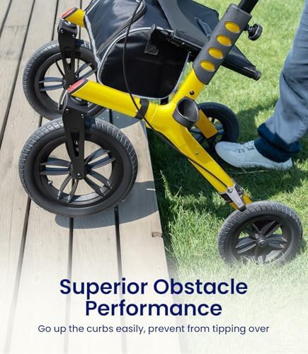 Red Heavy Duty Outdoor Rollator Walker — photo 3