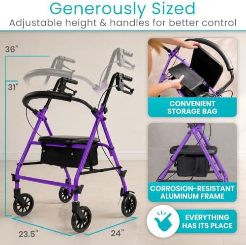 Narrow Steel Folding Rollator with Seat — photo 5