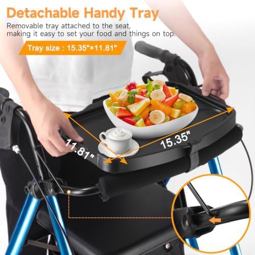 Foldable rollator with seat and tray — photo 4