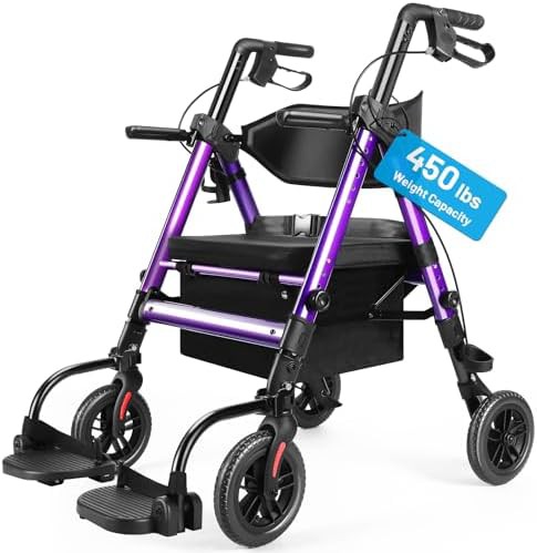 Extra wide rollator with padded seat