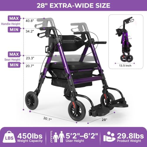 Extra wide rollator with padded seat — photo 5