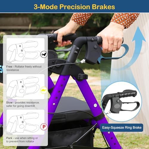 Lightweight aluminum rollator with eight inch wheels — photo 3