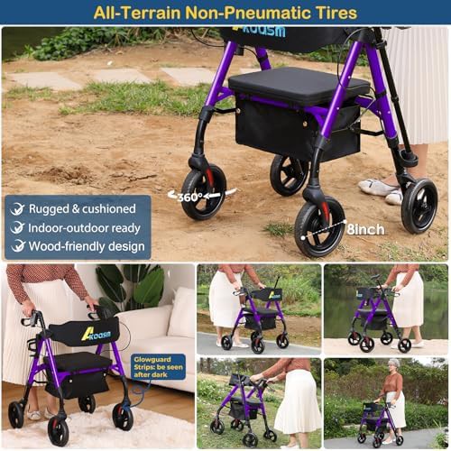 Lightweight aluminum rollator with eight inch wheels — photo 4