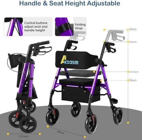 Lightweight aluminum rollator with eight inch wheels — photo 5
