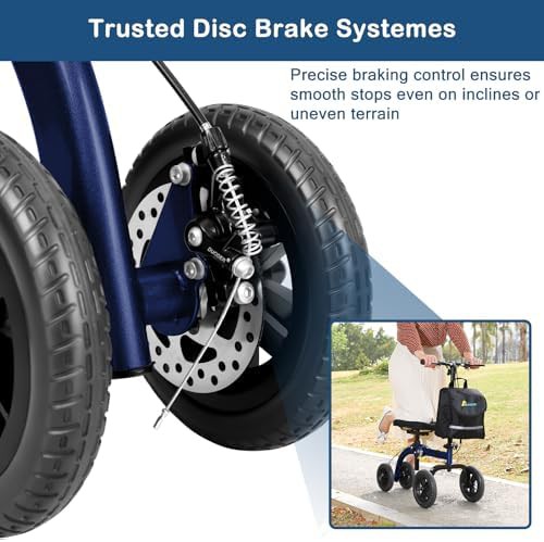 Blue all terrain knee walker with basket — photo 5