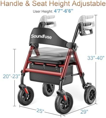 Silver aluminum rollator with eight inch wheels — photo 5