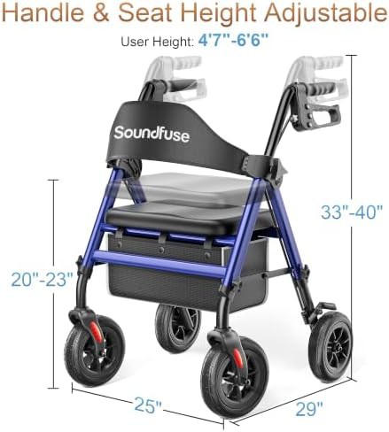 Red aluminum rollator with eight inch wheels — photo 5