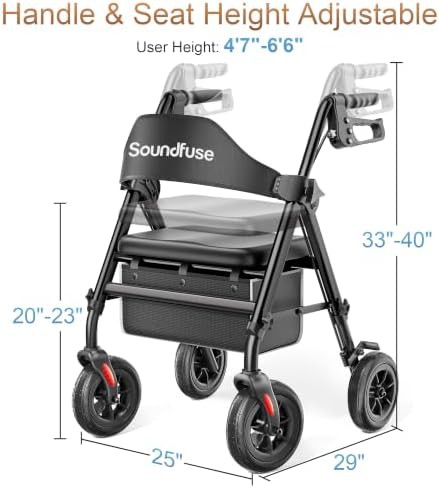 Blue aluminum rollator with eight inch wheels — photo 5