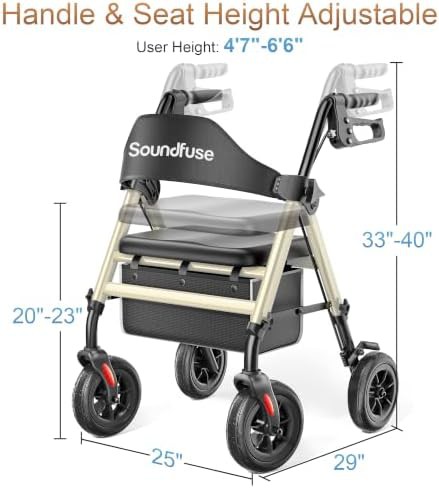 Black aluminum rollator with eight inch wheels — photo 5