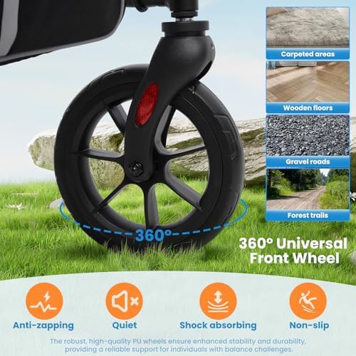 Black aluminum rollator with 8 in wheels — photo 5