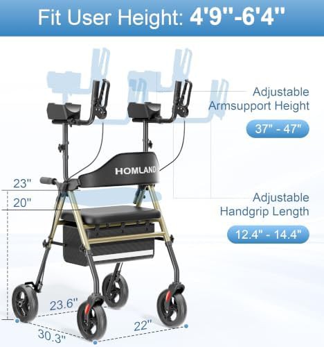 Upright walker with adjustable padded arm support — photo 3