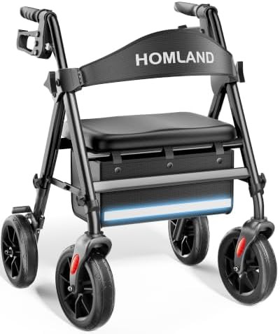Ergonomic aluminum walker with seventeen pound frame