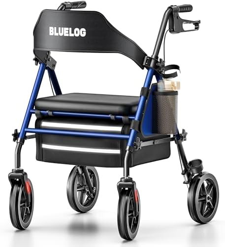 Blue all terrain rollator walker