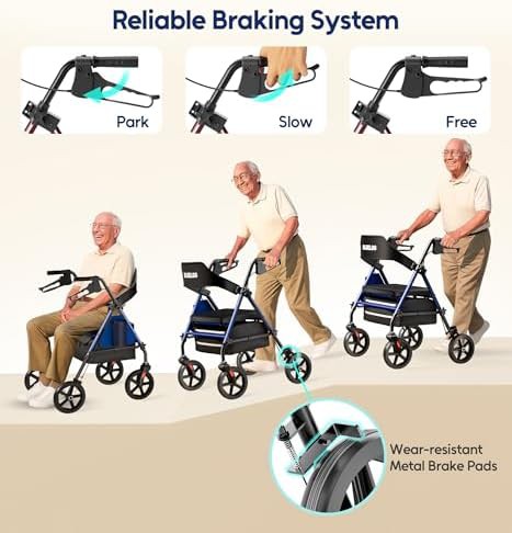Blue all terrain rollator walker — photo 3