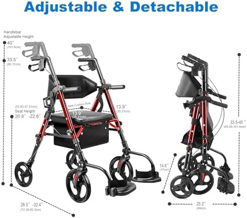 Foldable rollator and wheelchair hybrid for adults — photo 4