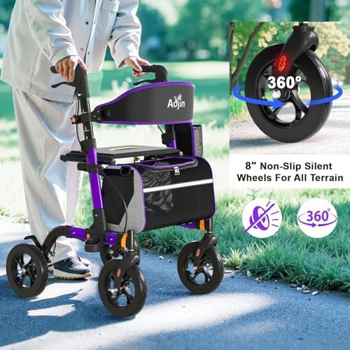 Standard folding rollator with 350lb capacity — photo 3