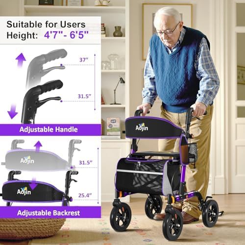Standard folding rollator with 350lb capacity — photo 4