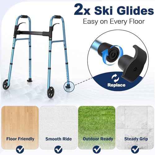 Folding walker with skis and wheels — photo 4