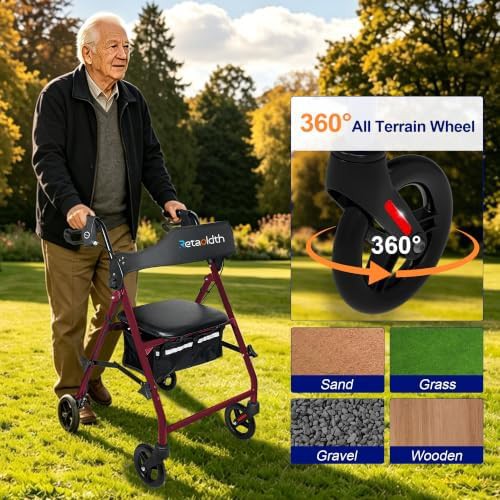Foldable Rollator Walker with Padded Seat — photo 4