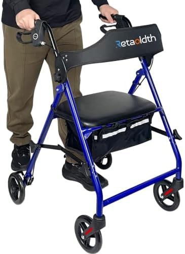 Compact Folding Rollator with Built-in Seat