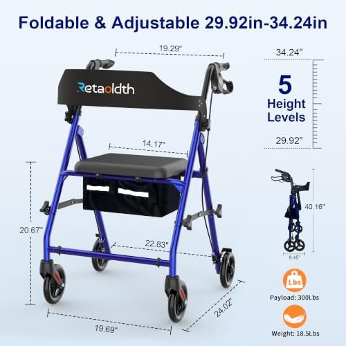 Compact Folding Rollator with Built-in Seat — photo 5