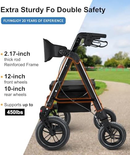 Blue heavy duty all terrain rollator 12 inch — photo 3