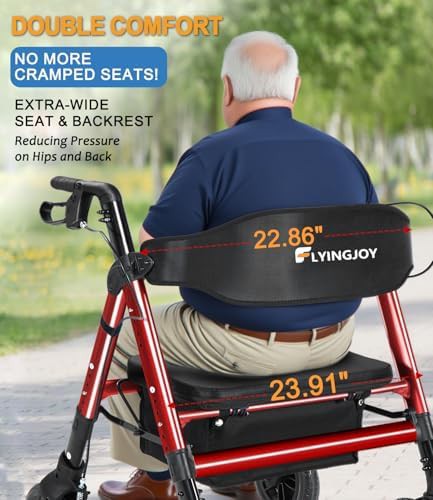 Red heavy duty all terrain rollator 12 inch — photo 4