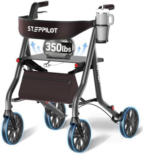 Foldable rollator walker for seniors