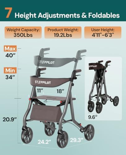 Foldable rollator walker for seniors — photo 3