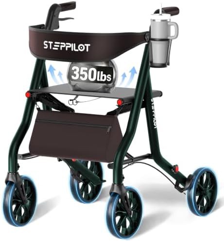 Rollator walker with seat for seniors